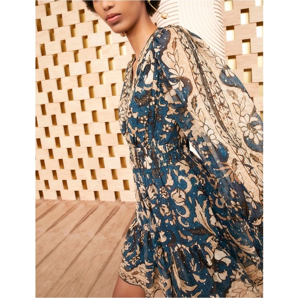 NWT Ulla Johnson Mini Silk Long-Sleeve Floral Rosetta Dress - Picture 5 of 8